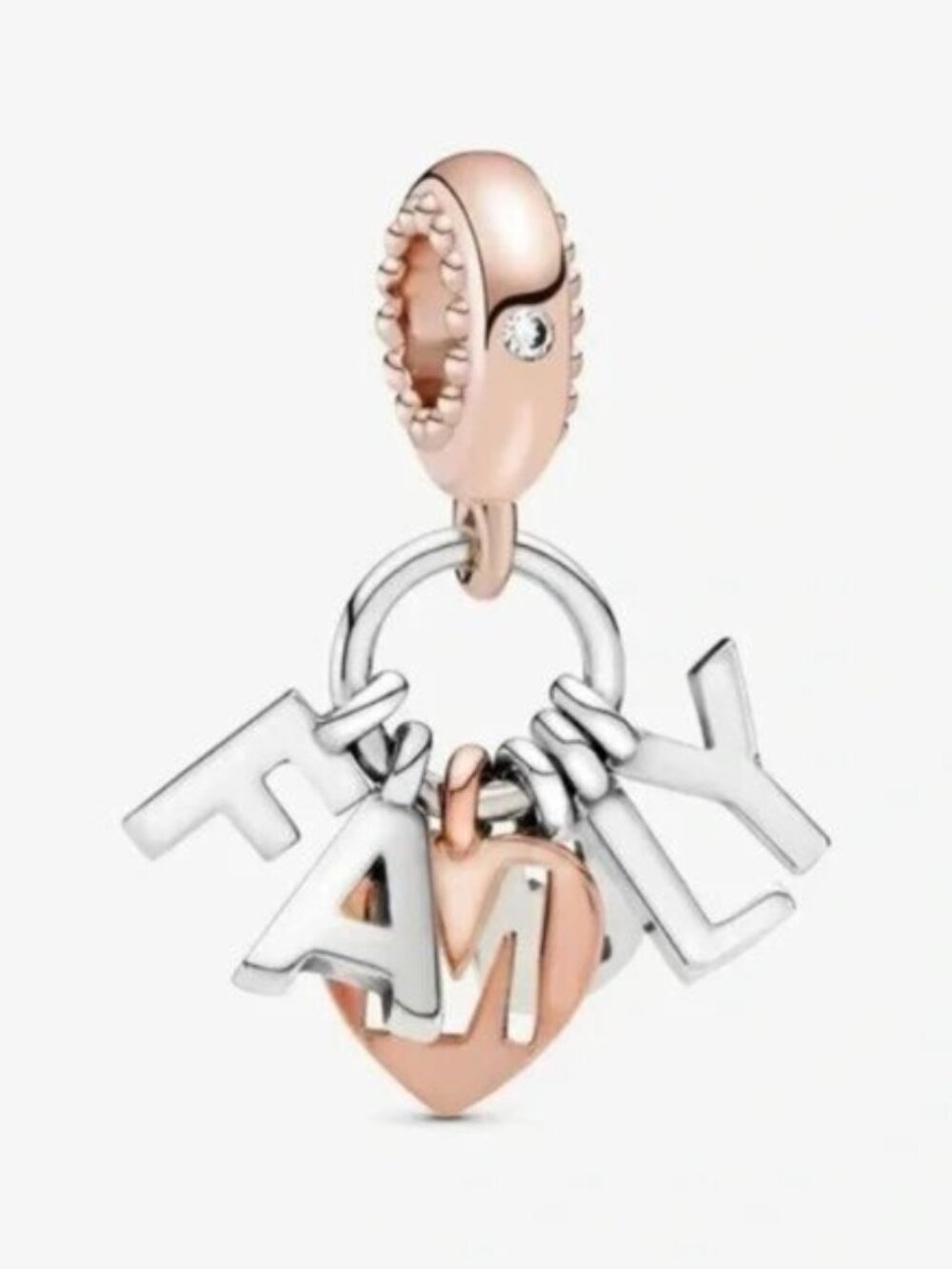 Pandora Rose & Silver 'Family' Heart Dangle Charm